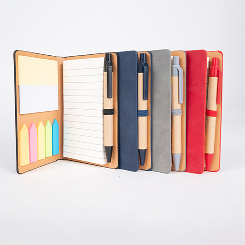 Libreta Memo Set «AURORA» de Eco-Cuero, con Bolígrafo.