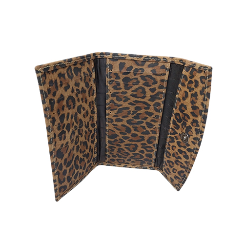 Billetera de cuero de mujer modelo leopardo 