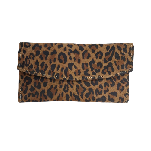 Billetera de cuero de mujer modelo leopardo 