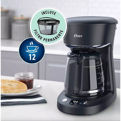 Cafetera Programable Oster® De 12 Tazas Negra Con Auto Apaga Color Negro