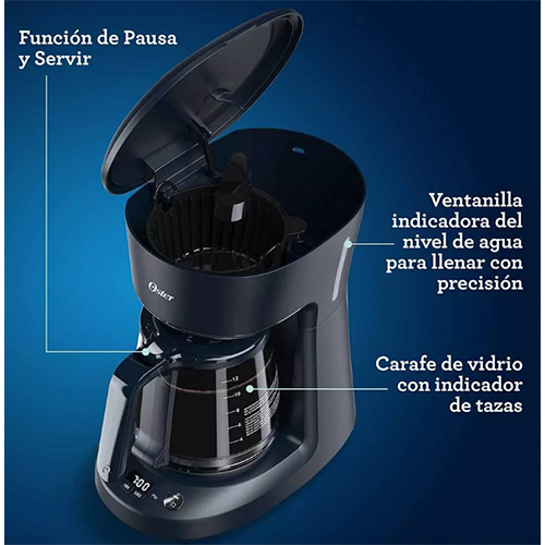 Cafetera Programable Oster® De 12 Tazas Negra Con Auto Apaga Color Negro