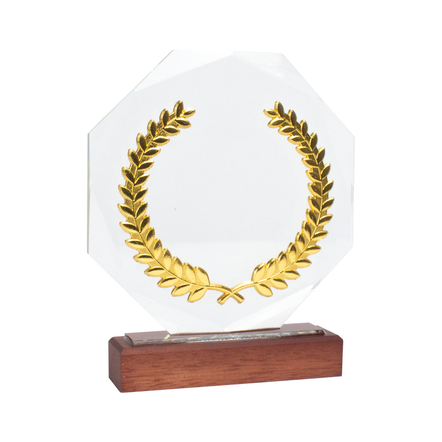 Trofeo Galvano de Madera, Cristal y Acero  Trofeo Galvano de Madera, Cristal y Acero