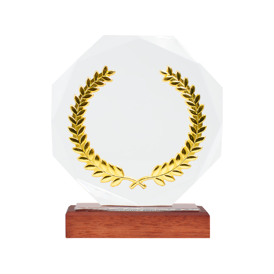 Trofeo Galvano de Madera, Cristal y Acero  Trofeo Galvano de Madera, Cristal y Acero